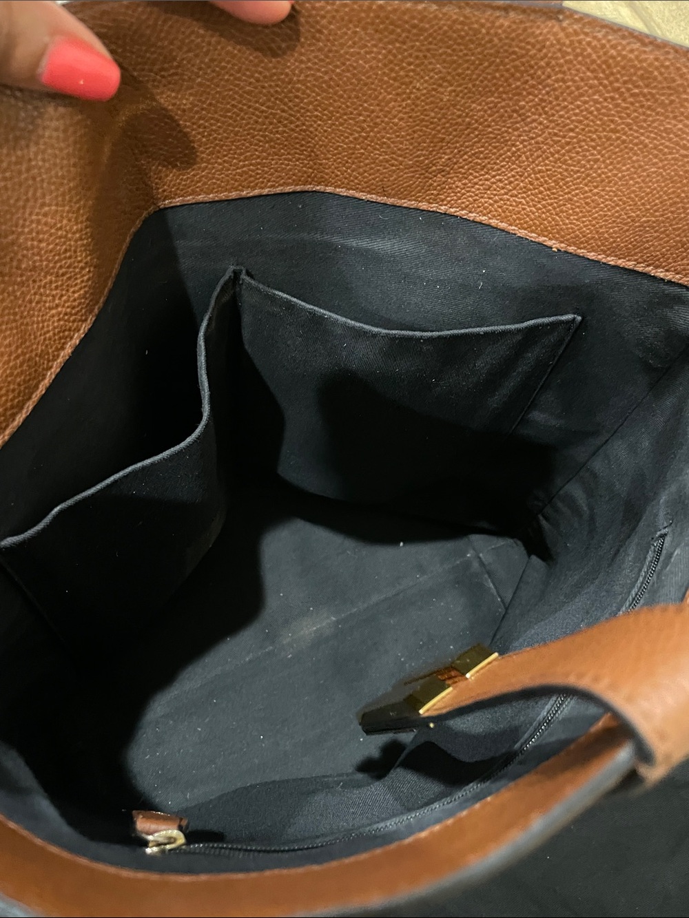 DeMellier Vancouver Tote Bag | Cognac Leather Tote with Gold Hardware - Picture 5 of 16